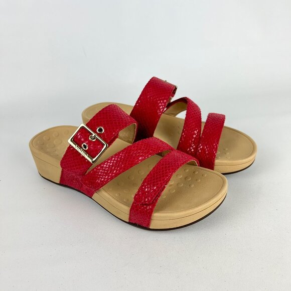 Vionic Womens Pacific Rio Adjustable Orthotic Platform Sandal Red Lizard size 7 - Picture 1 of 16
